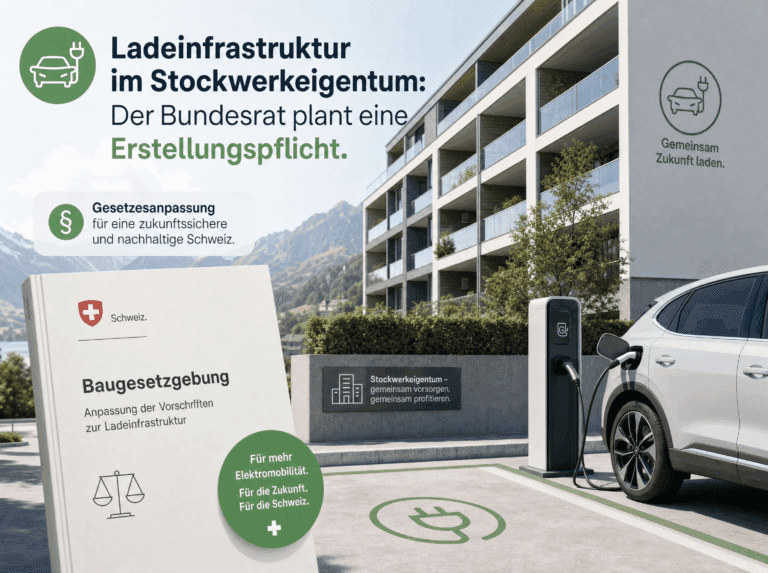 Elektroauto lädt an einer Ladestation in der Tiefgarage eines Mehrfamilienhauses