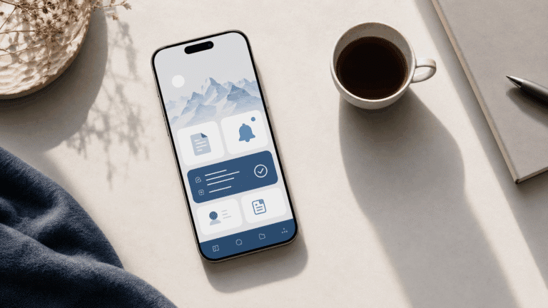 Smartphone mit App-Oberfläche für die Verwaltung von Stockwerkeigentum